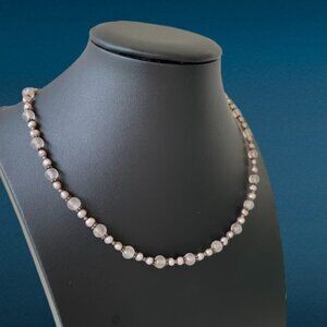 Hand Crafted Sterling Silver and Quartz Beaded Necklace 18 in Bohochic